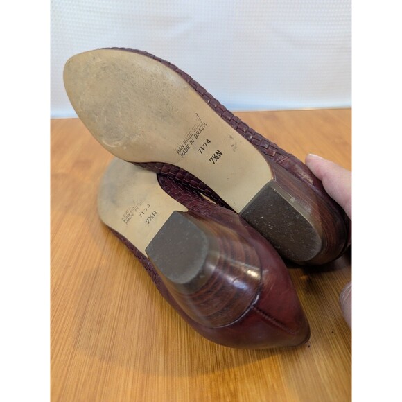 Vintage Etienne Aigner Ballet Flats Chestnut Maroon Leather 7.5 Narrow (P01) - Picture 8 of 8
